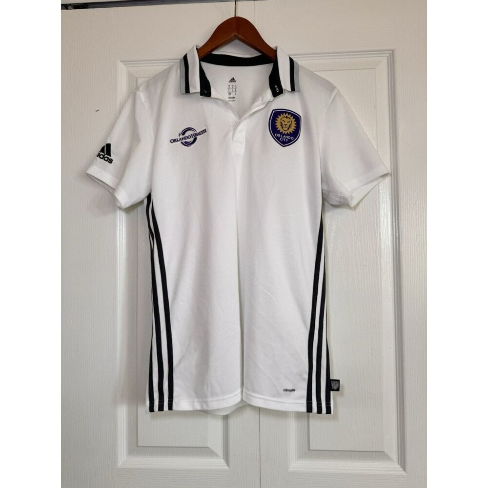 Adidas Orlando City SC Polo Shirt Mens M White Climalite MLS Soccer